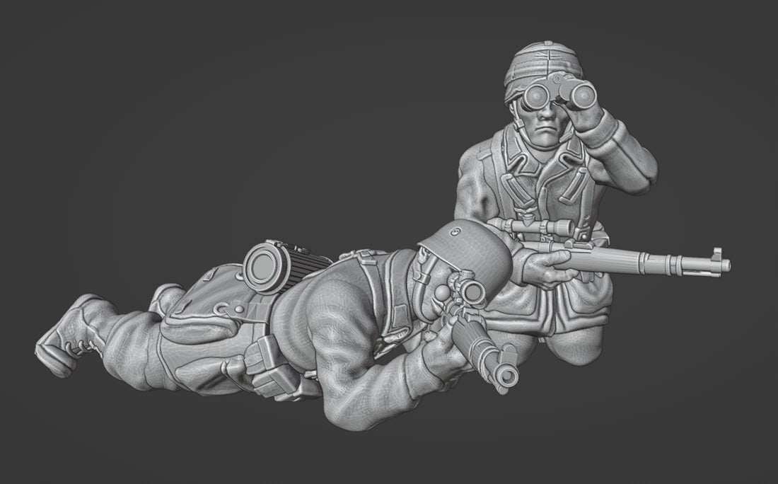 28mm WW2 German Fallschirmjager Sniper Team 2