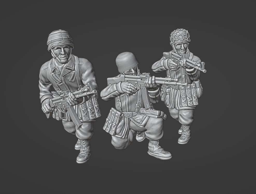 28mm German Fallschirmjager resin miniatures with STG44 rifles for WW2 skirmish games