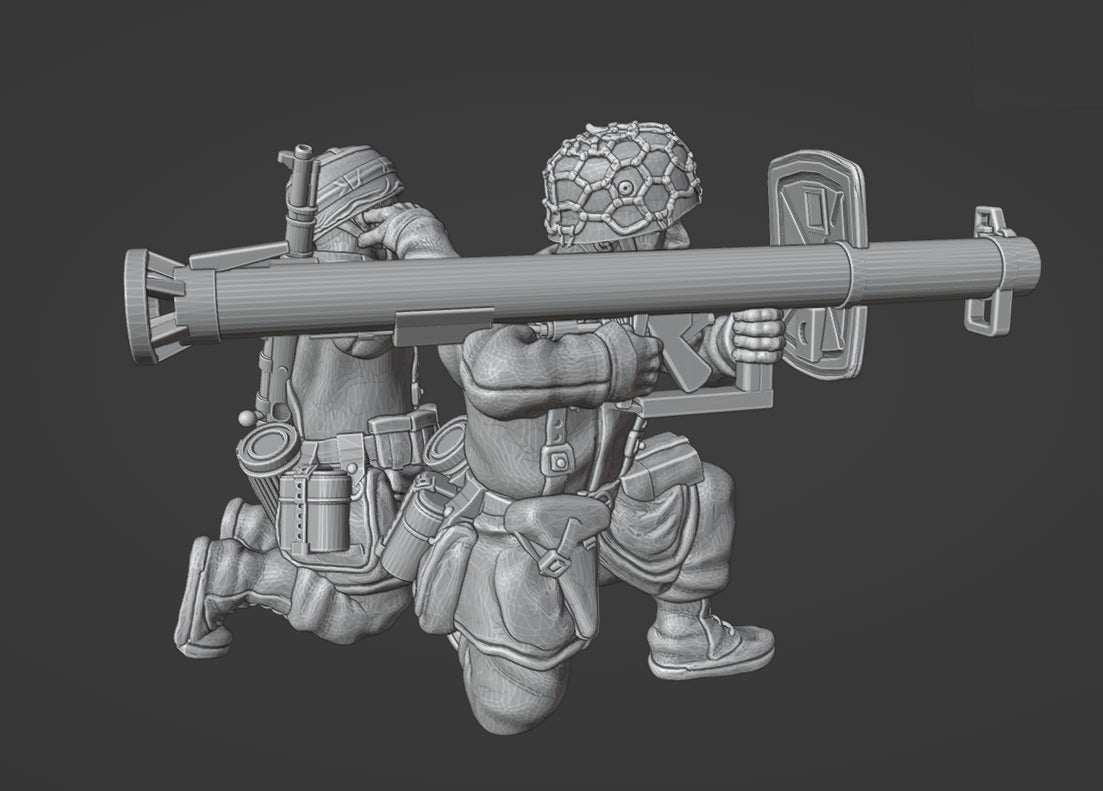 28mm German Fallschirmjager PzShreck Team 2 Firing