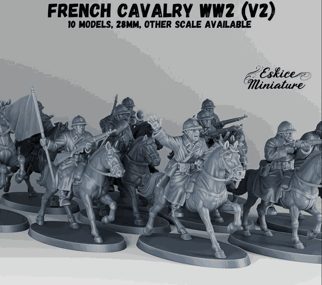 28mm WW2 French Cavalry resin models unpainted pack of ten