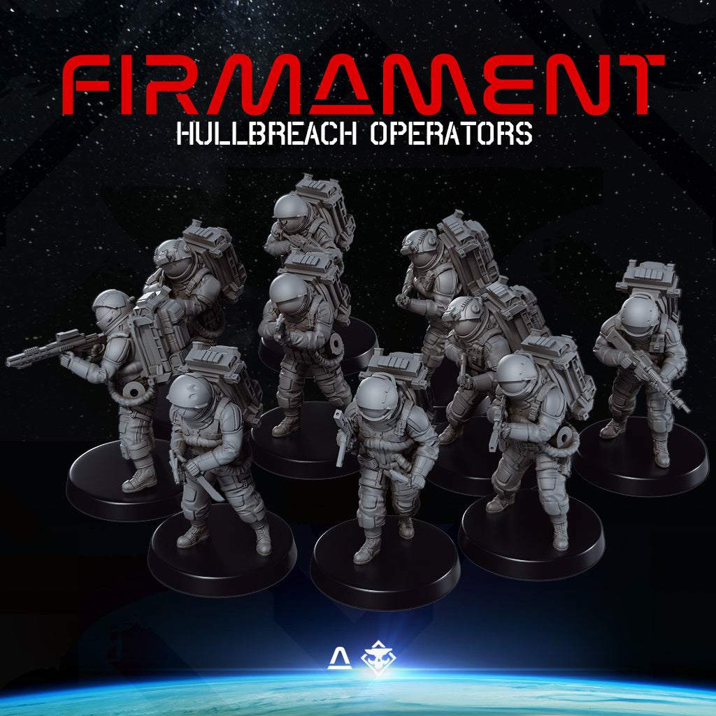 Set of ten 32mm printed miniatures resin sci-fi operators unpainted with detailed armor and weapons