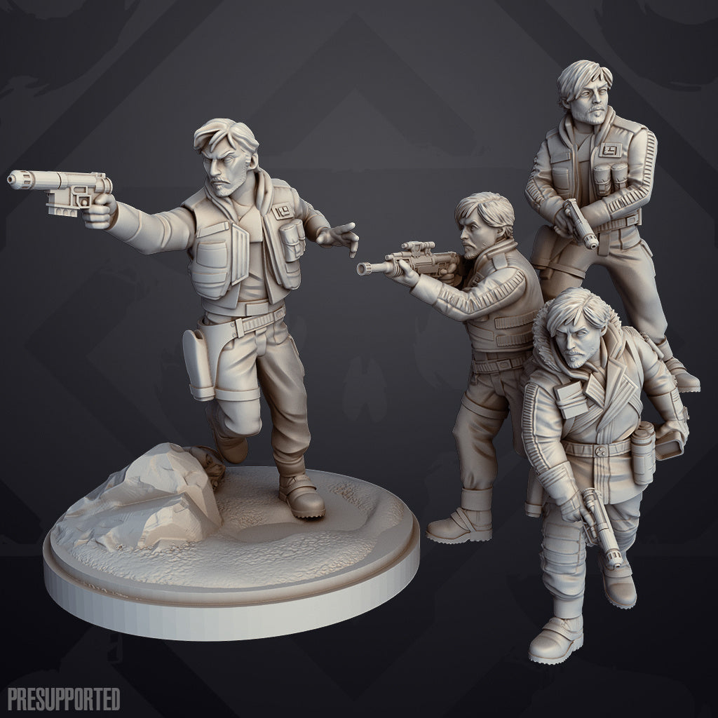 Set of four 32mm Insurgent Captain Kassan resin miniatures unpainted and unassembled with detailed poses