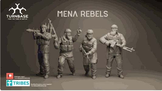 28mm Modern MENA Rebels resin miniatures for wargaming set of 4 unpainted models