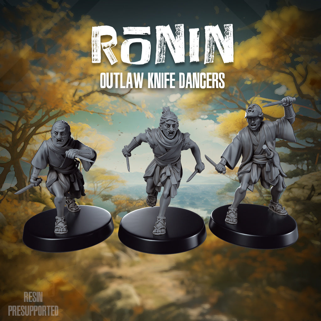 32mm Ronin Outlaw Knife dancers resin miniatures set of three unpainted models