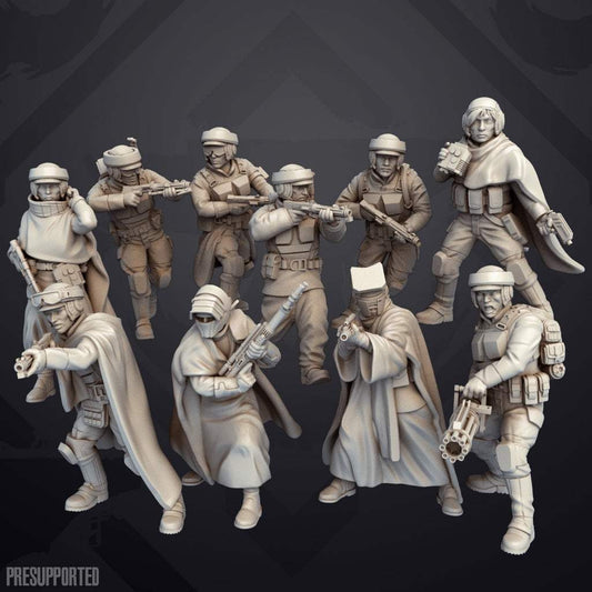 Set of ten 32mm Partizan Infantry resin miniatures unpainted with detailed poses and weapons