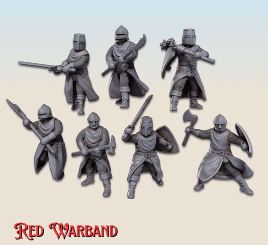 28mm Great Helm Knights Red Warband