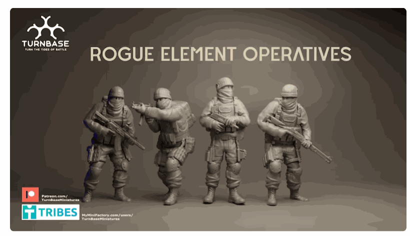 28mm Modern Rogue Element Operatives unpainted resin miniatures set of four for wargaming