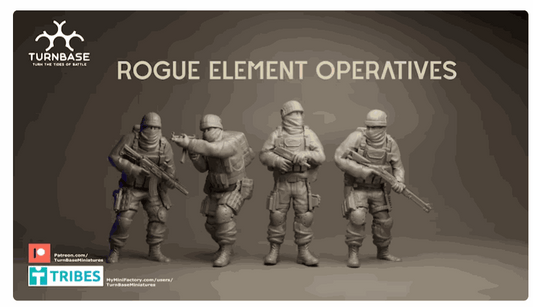 28mm Modern Rogue Element Operatives unpainted resin miniatures set of four for wargaming