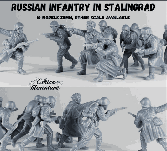 28mm WW2 Stalingrad Infantry resin miniatures unpainted set of ten soldiers