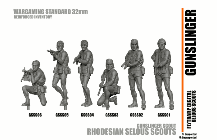 28mm Modern GUNSLINGER resin miniatures set of six Rhodesian Selous Scouts unpainted models for wargaming