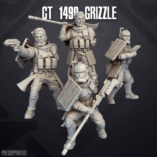 Set of four 32mm Grizzle resin miniatures unpainted and detailed for assembly