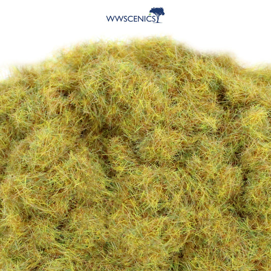 WWScenics 2mm Dead Static Grass in dry tan and light brown tones for realistic short dead grass effects on wargaming terrain, dioramas, and model railway scenery.
