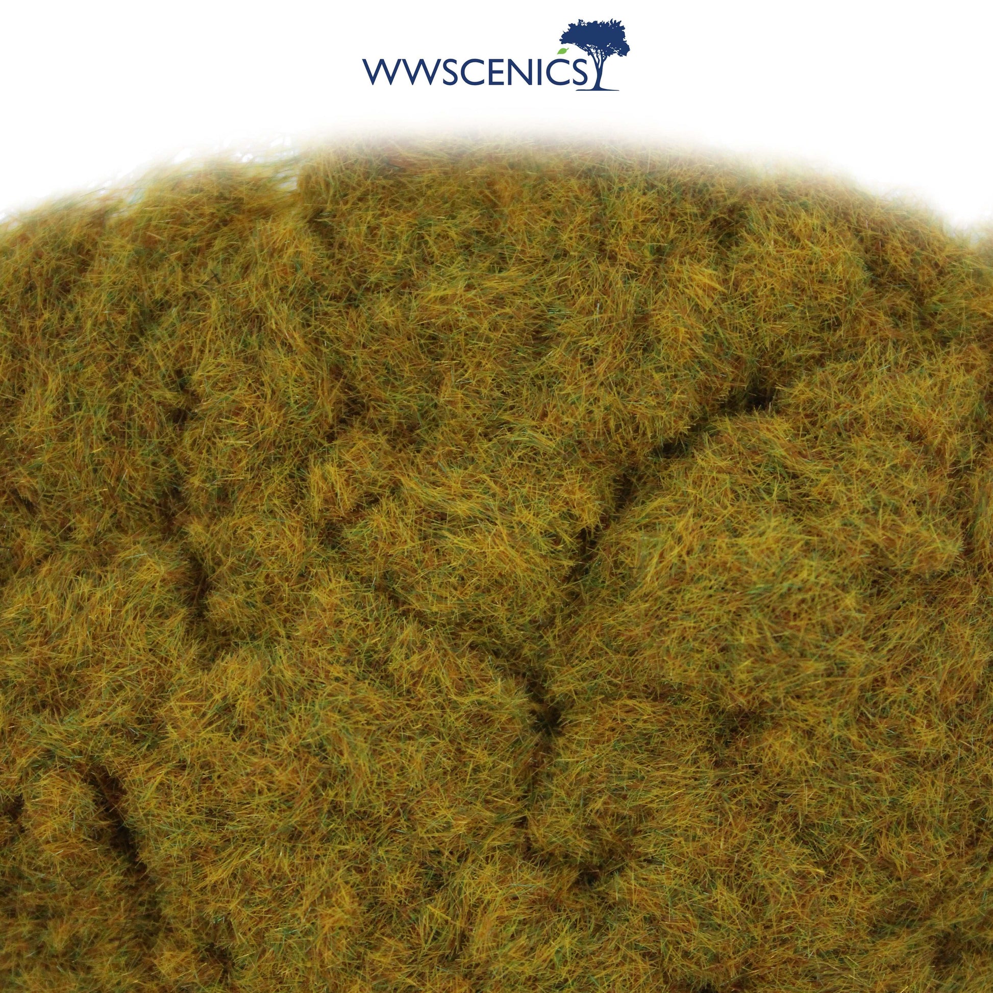 WWScenics 2mm Wild Meadow Static Grass with natural green, tan, and brown tones for realistic model scenery and wargaming terrain base layer