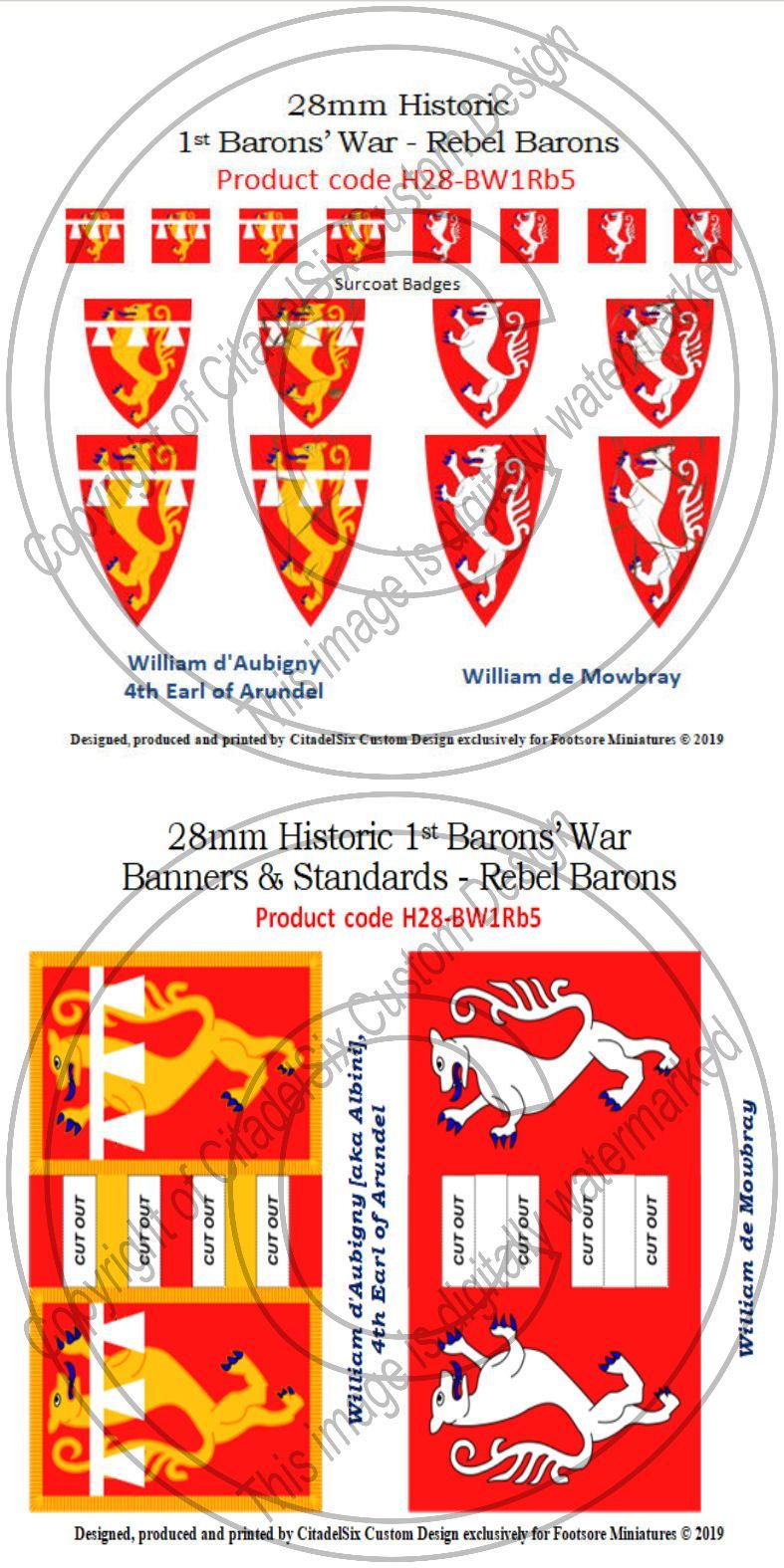 William d'Aubigny & William de Mowbray, Banners + Decals