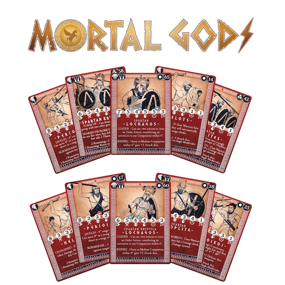 Mortal Gods Spartan Card Set & Rules Booklet